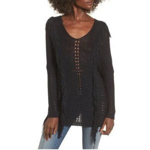 Lira Sweater Size Small Black Pullover Fringe